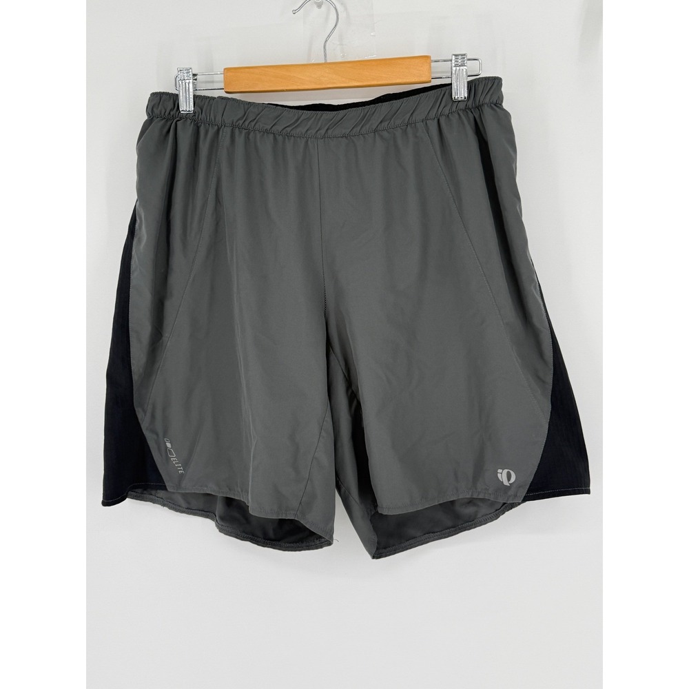 Pearl Izumi Elite Series Mens XL Gray Black Running Shorts w Liner Zip Pocket